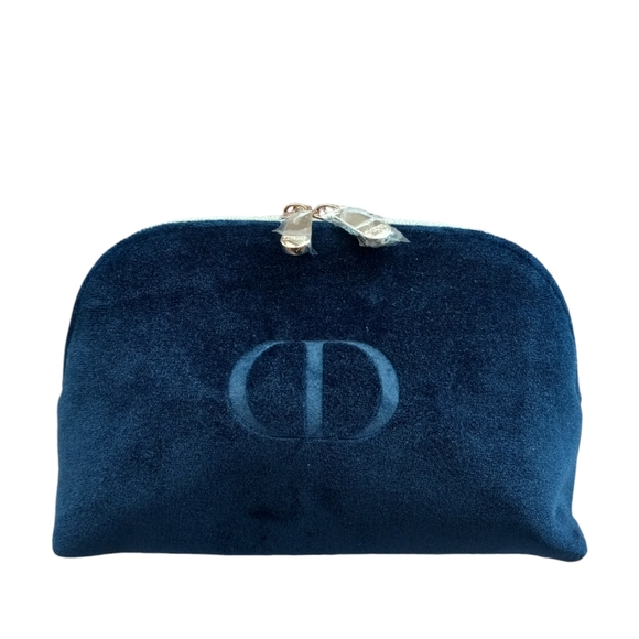 Christian Dior Dior Navy Velvet Makeup Cosmetic Pouch Bag NEW - Picture 1 of 5